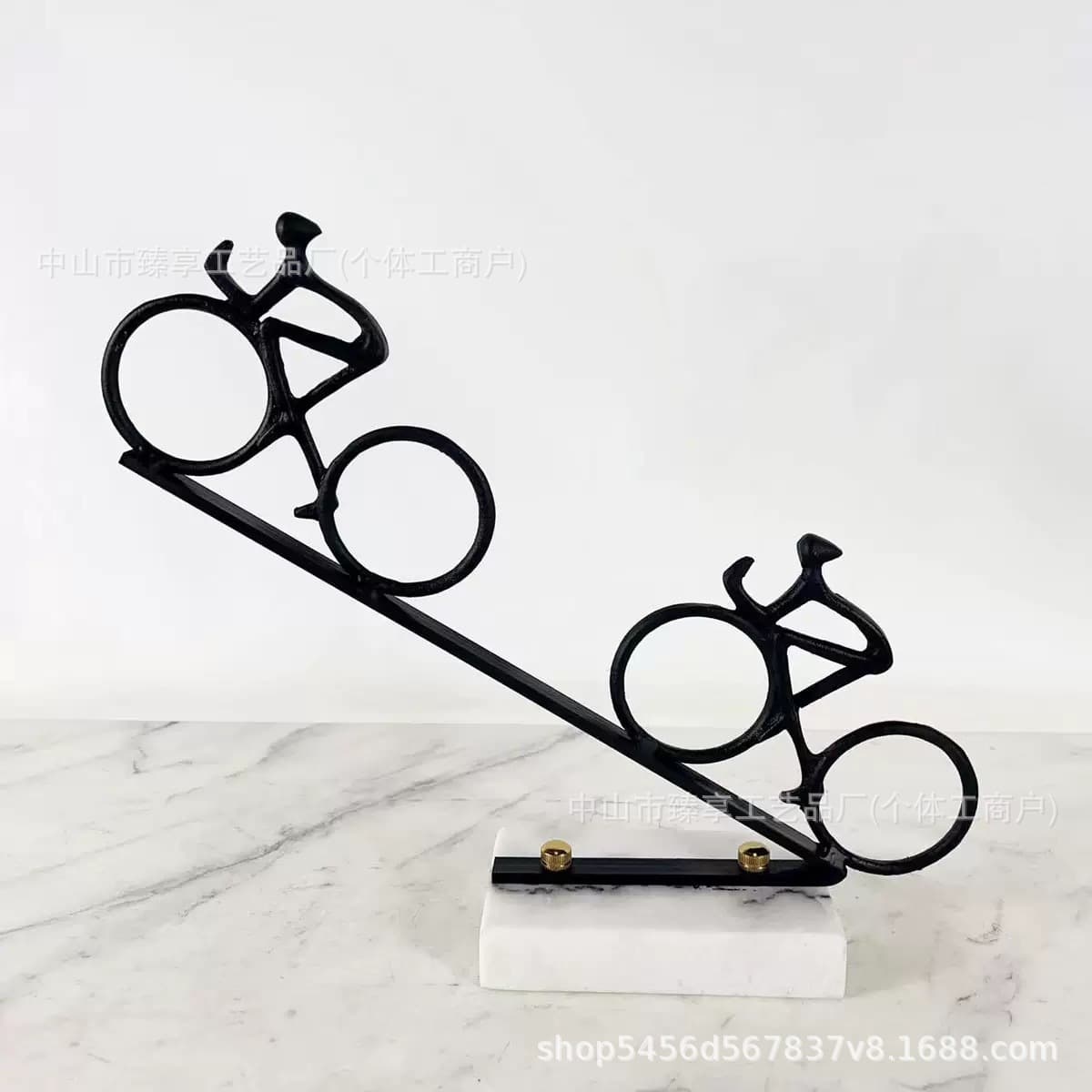 Creative characters riding bicycles, marble craft soft furnishings, sculpture ornaments, fashionable Nordic iron home decorations