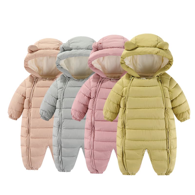 Newborn Winter Baby Romper Fleece-Lined Thickened Bodysuit Infant Onesie Outwear Set
