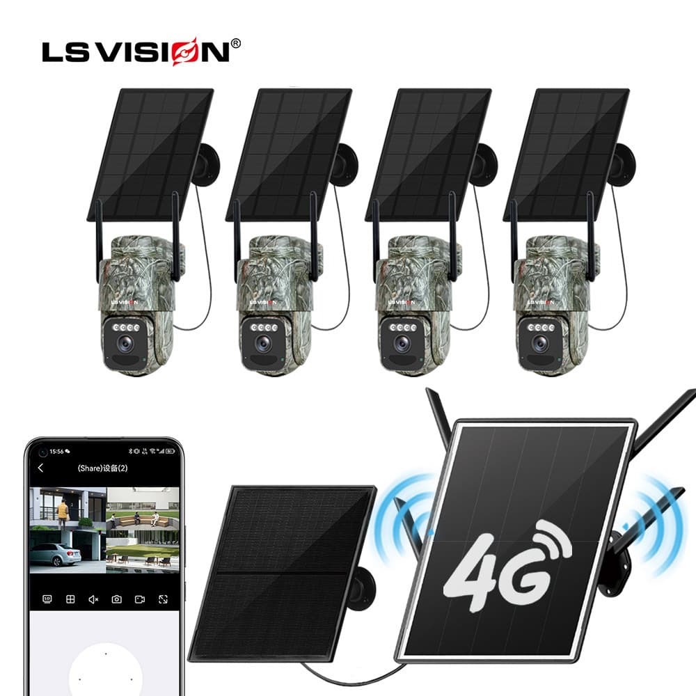 Camouflage Color Kit 4G Sim to WiFi CCTV PTZ Outdoor Solar Camera Kits