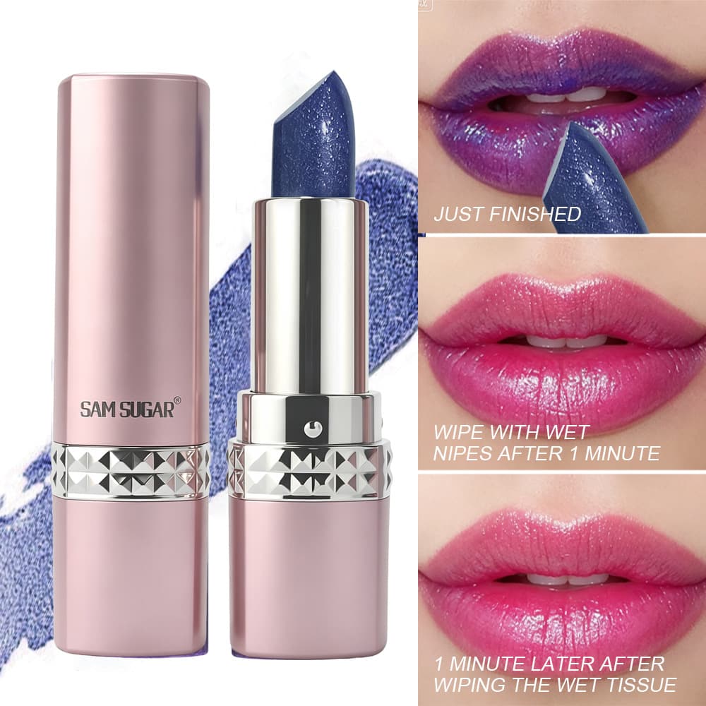 Cross-border SAM SUGAR Blue Enchantress Pearl Moisturizing Lipstick Fine Shimmer Long-lasting Easy Color Lip Gloss TEMU