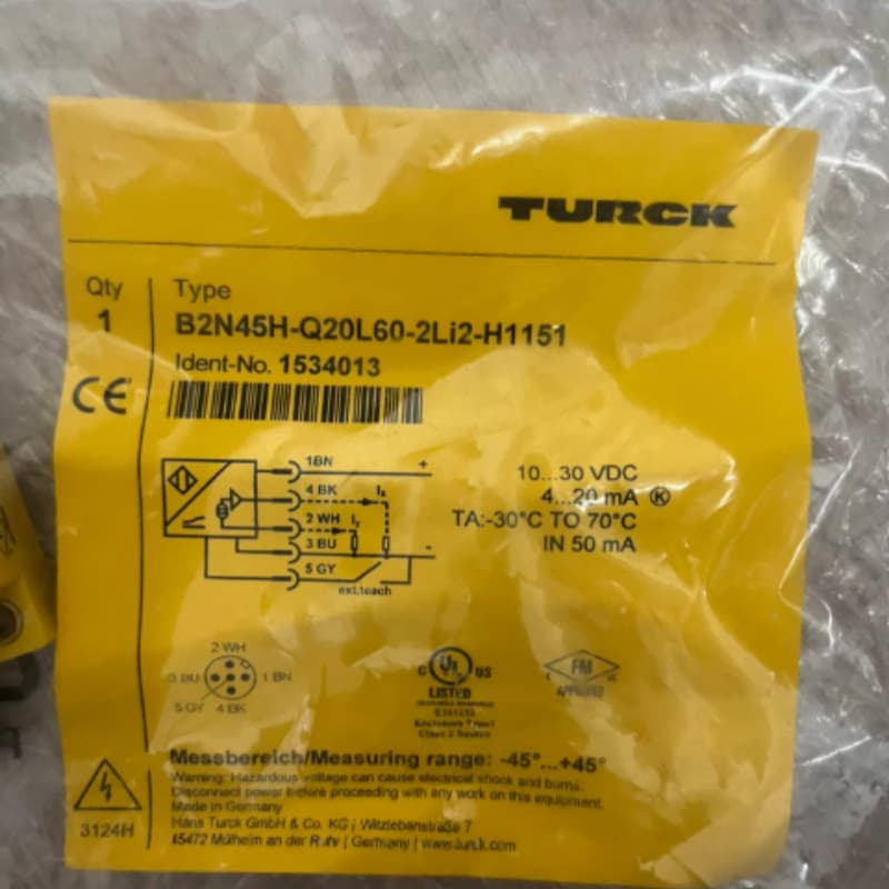TURCK B2N45H-Q20L60-2LI2-H1151 Inclination Sensor