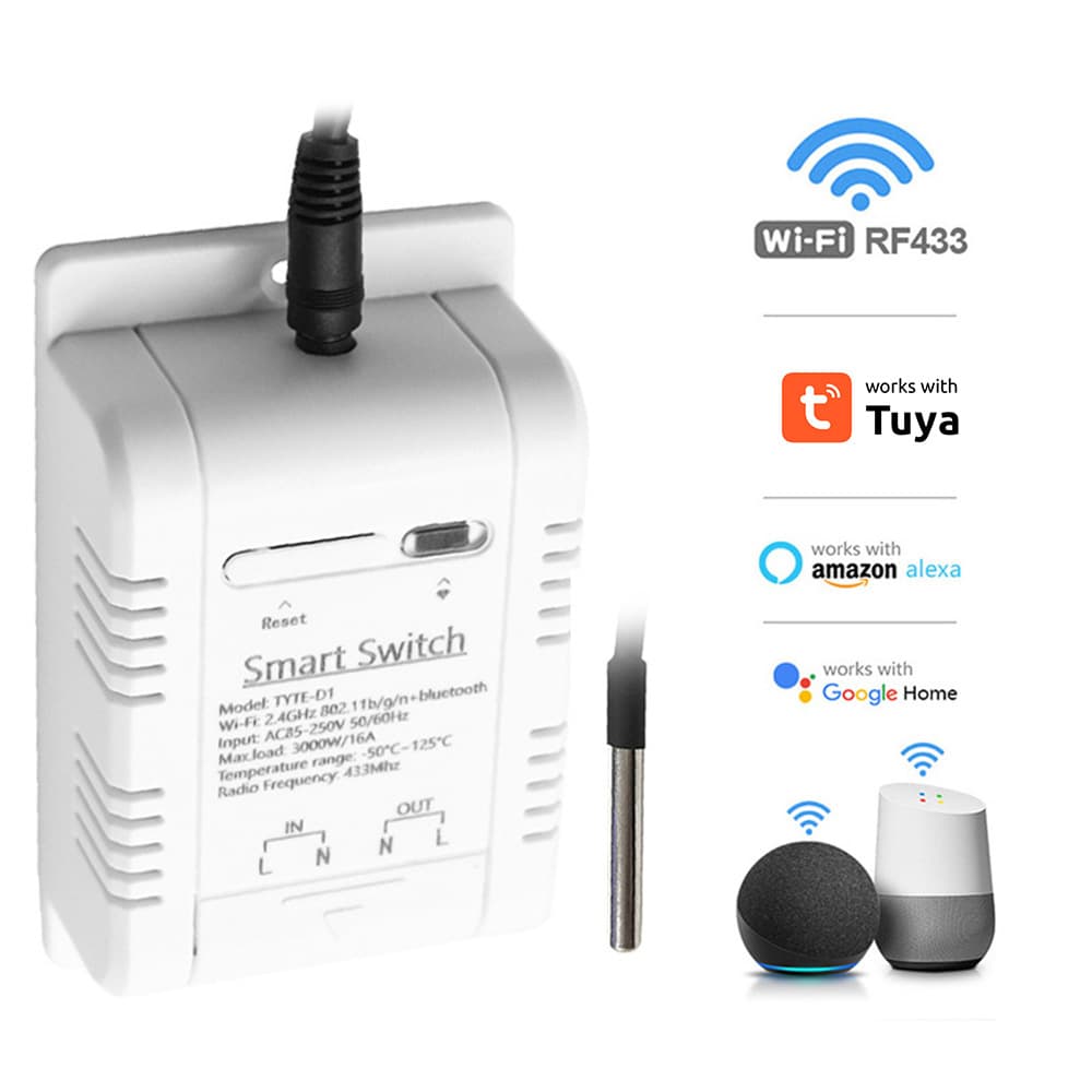 Tuya wifi temperature switch 16A with energy consumption monitoring RF433 thermostat compatible with Alex