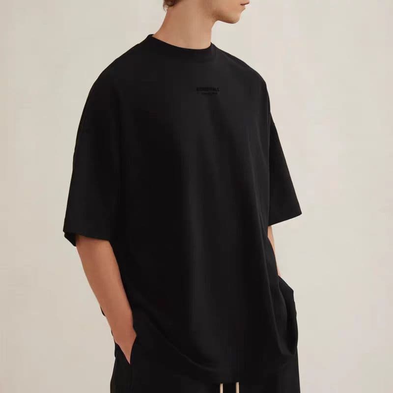 24S American High Street Fashion Brand Essentials Laminated Micro-Label Short-Sleeved T-Shirt for Men and Women High Street Half-Sleeve