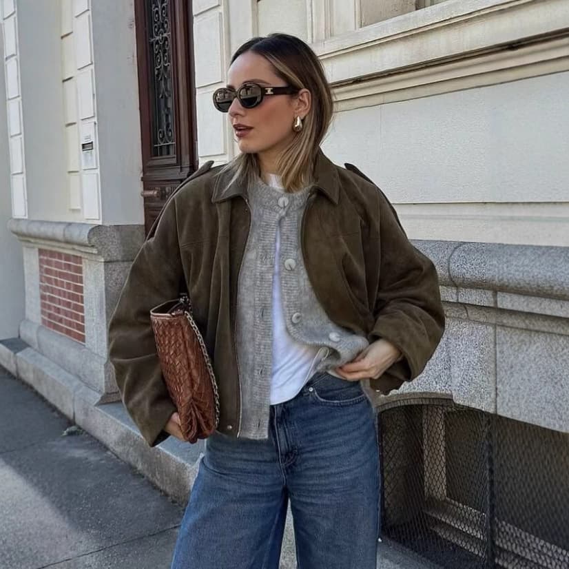 European and American Cross-border Women's Fashion 2025 Early Spring New Arrival Suede Texture Bomber Jacket Top