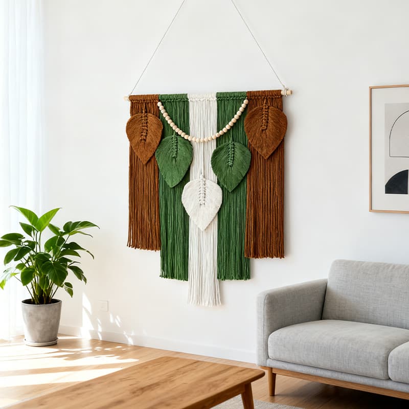 Cross-border new home decoration tapestry hand-woven wall hanging living room B&B bohemian tassel leaf wall decoration
