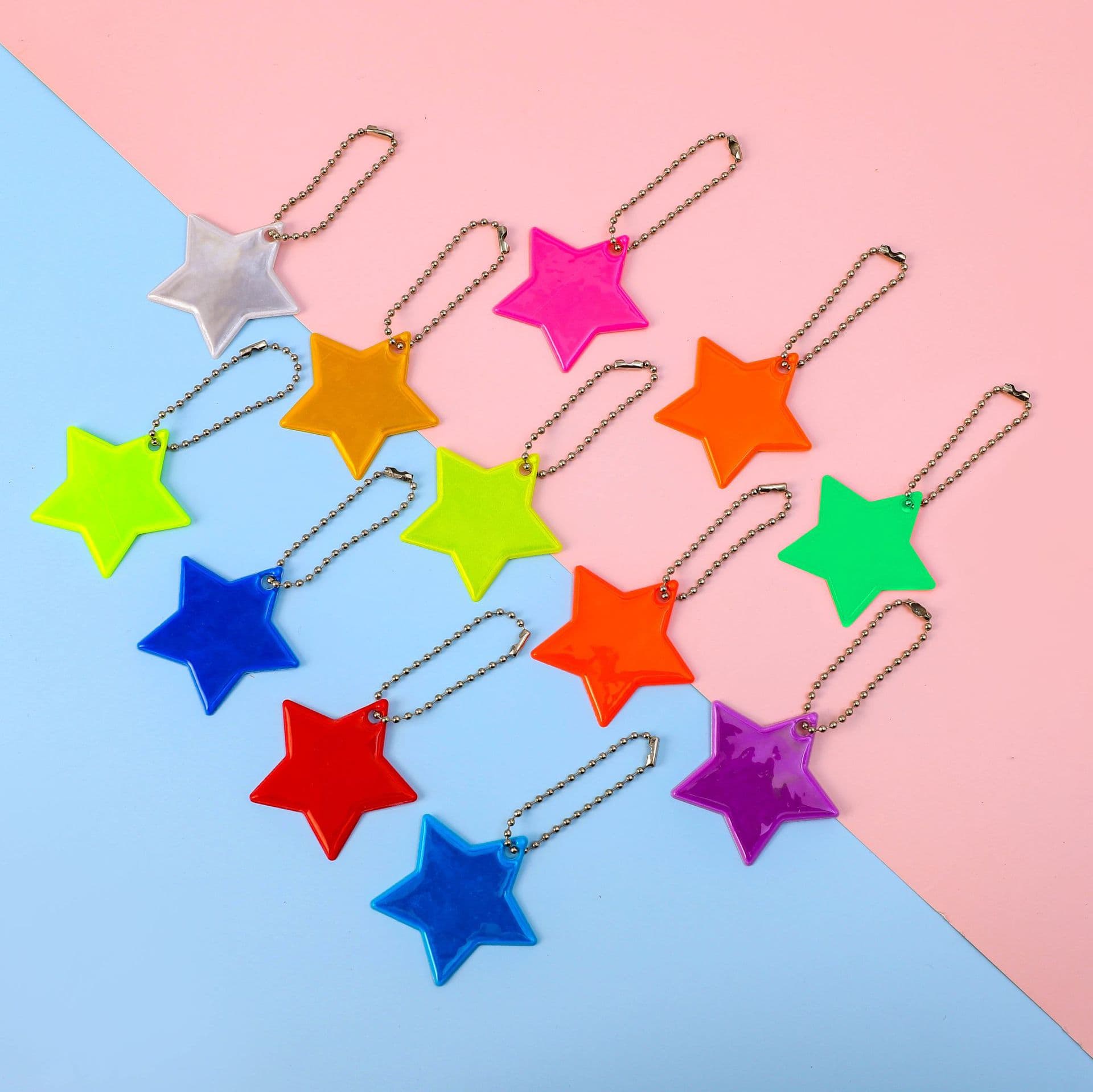Backpack Safety Warning Charms Creative PVC Star Keychains, Night Warning ID Cycling Reflectors