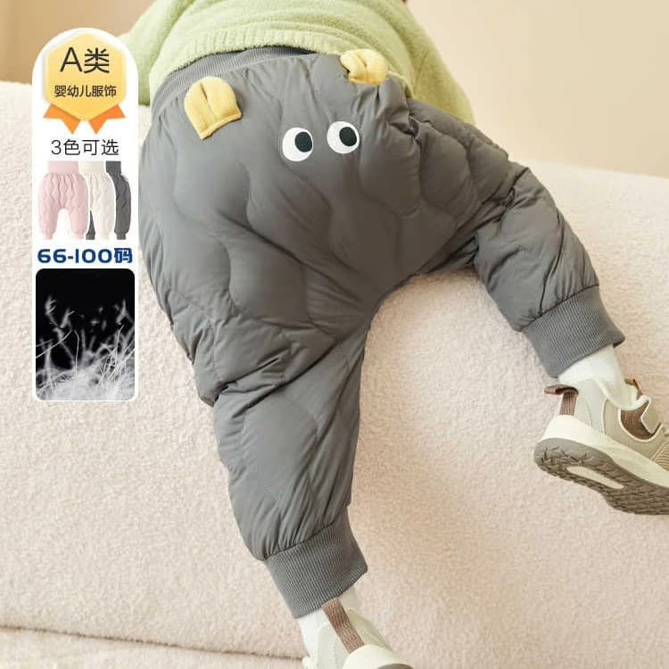 Children's down-filled pants, baby long pants, casual pants, 2025 new style, boys' and girls' big PP pants, thickened and warm.