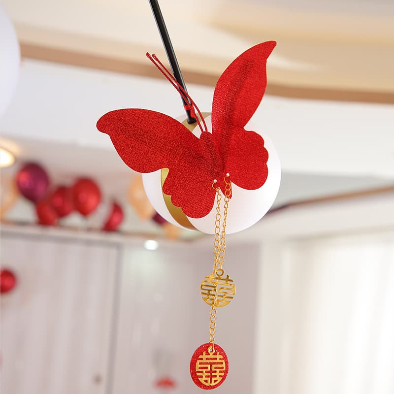 Wholesale Wedding Decoration 3D Simulation Red Butterfly Wall Stickers for Wedding Room Background Decor, 2-Pack