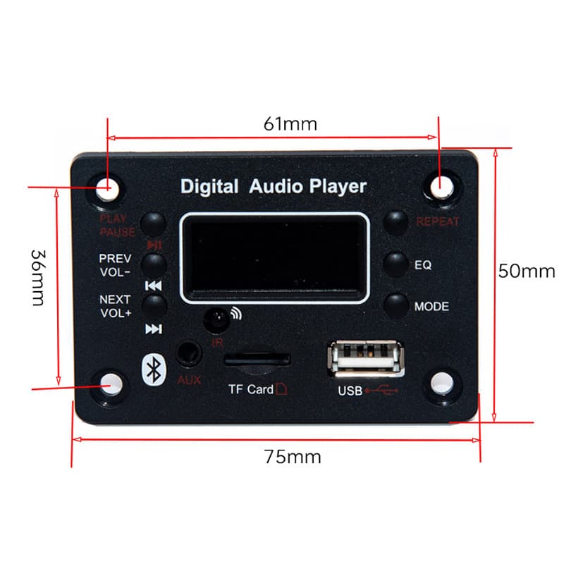 A013 Amplifier Bluetooth MP3 Audio Decoder Color Screen with Recording Call DIY Car 2*40W Modification