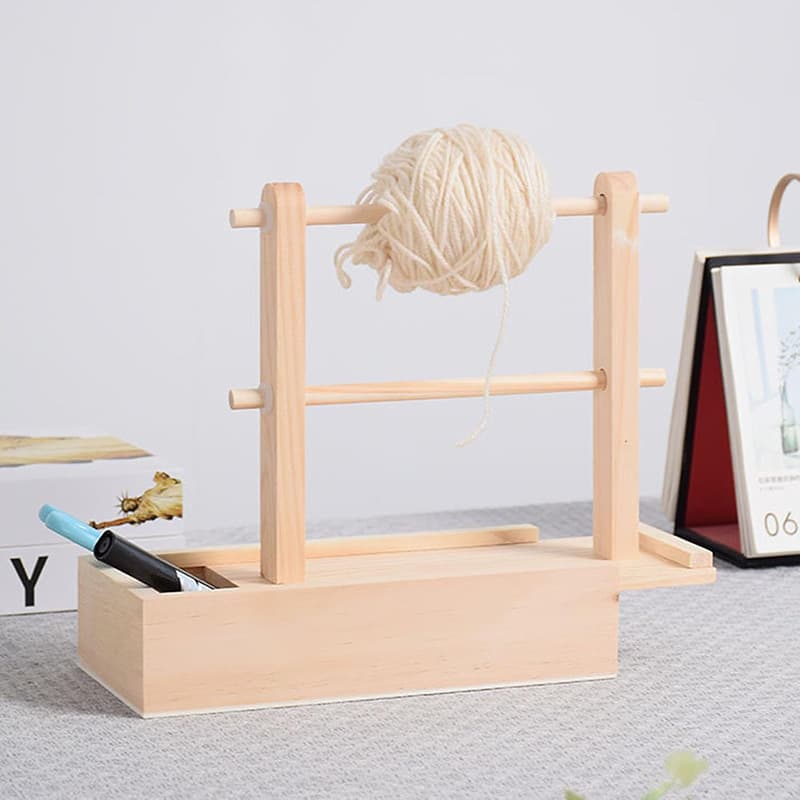 Wooden Crochet Yarn Rack Double Rotating Yarn Storage Device Multifunctional Sewing Thread Storage Wooden Box Sewing Accessories Box