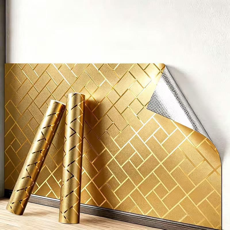 Cross-Border Factory Self-Adhesive Wall Sticker Metallic Texture Background Wall Decal Room Decorative Wallpaper Home Renovation Wallpaper