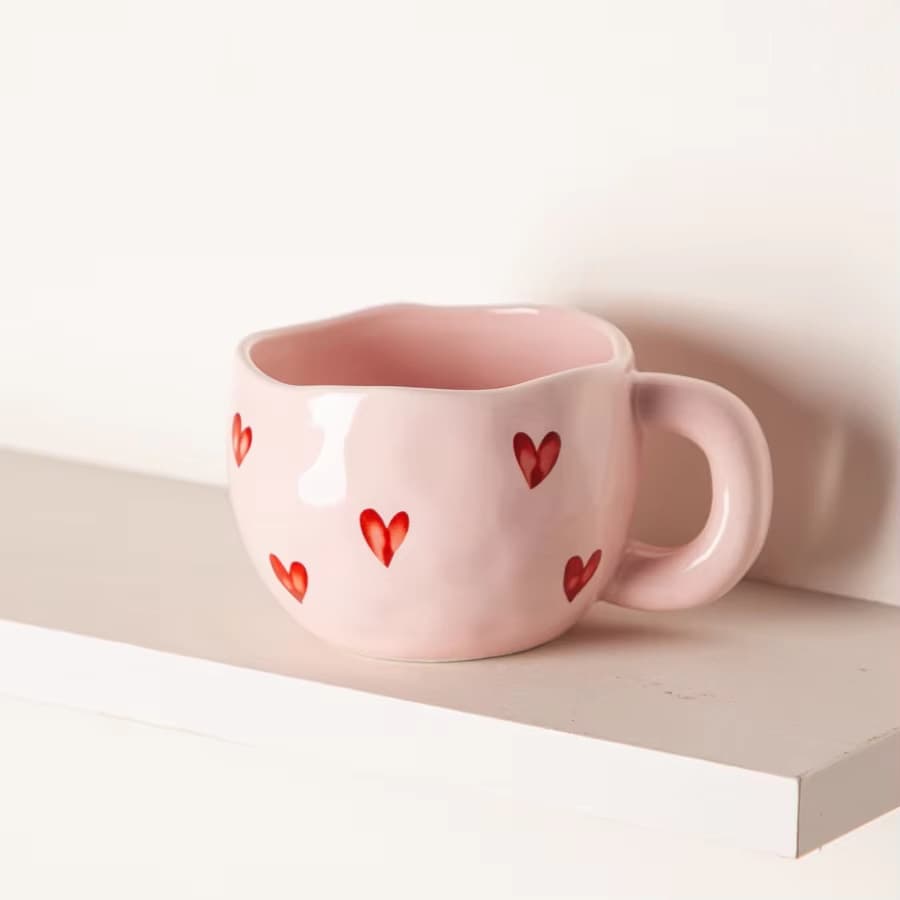 Creative Love Heart Mug High-Quality Ceramic Water Cup for Home Couples Coffee Cup