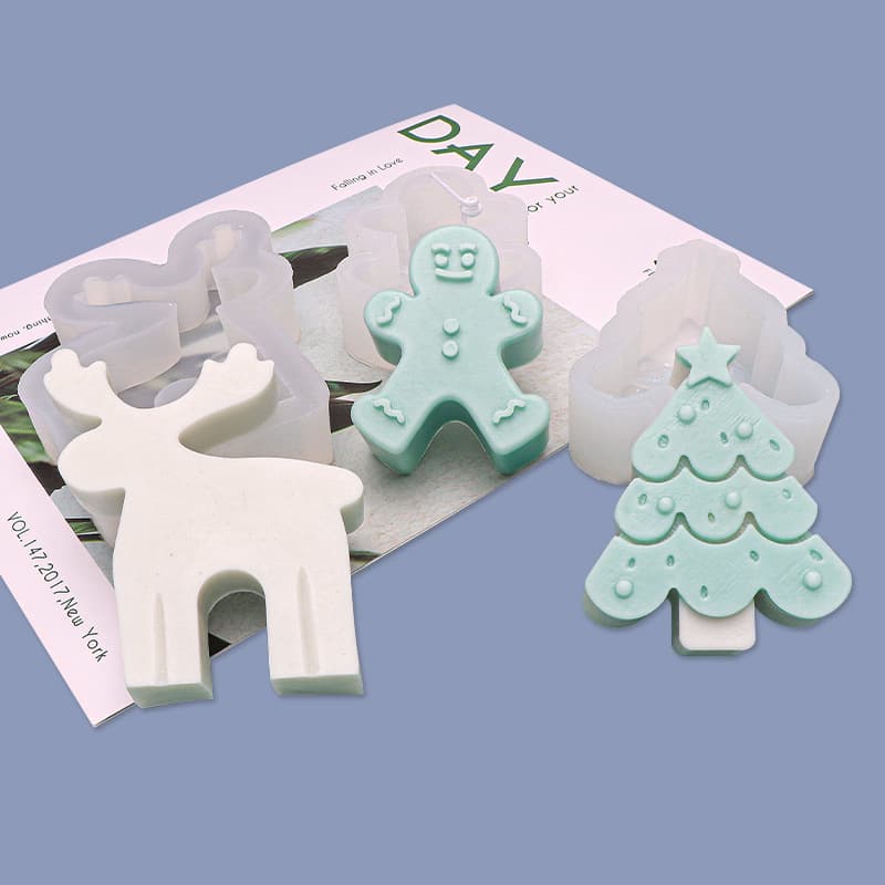 Pancake Man Elk Christmas Tree Silicone Mold Christmas Series Aromatherapy Candle Plaster Cake Decoration