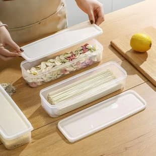 Noodle Storage Container Long Strip Noodles Fresh-Keeping Box Large for Spaghetti Scallions Cilantro Rectangular Food Sealed Container