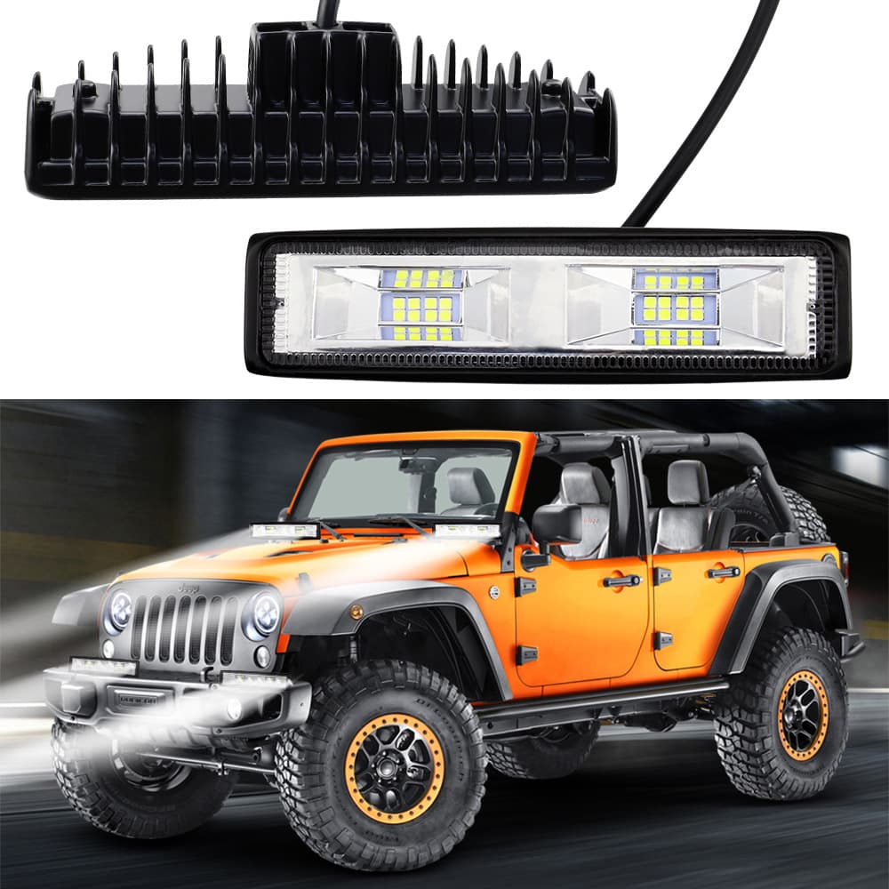 New car and motorcycle work lights, 16 LEDs, 48W, strobe, off-road vehicle spotlights, engineering lights, maintenance lights.