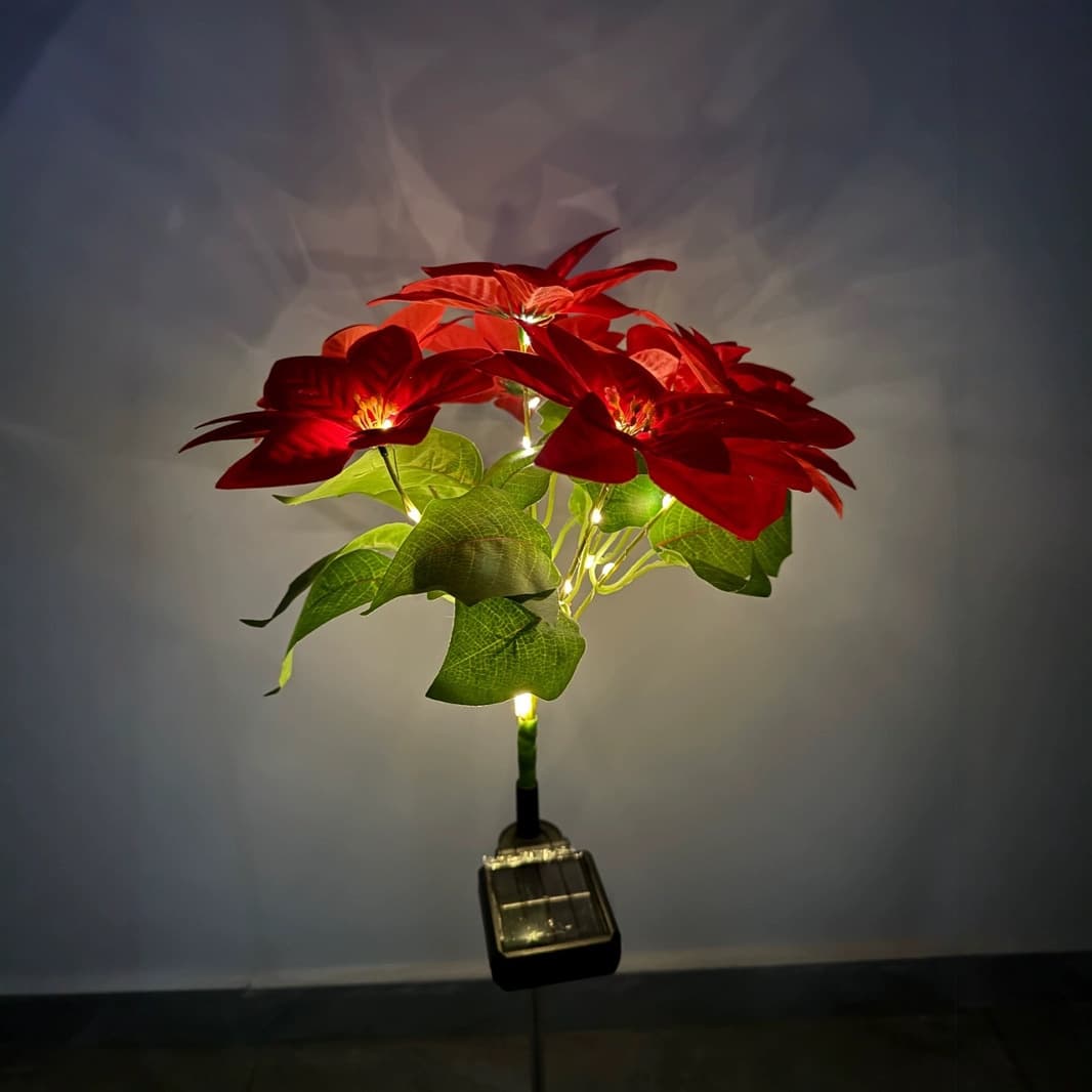 New Arrival 7-head LED Solar Christmas Lantern Simulated Flower Light Holiday Decoration Garden Stake Landscape Light