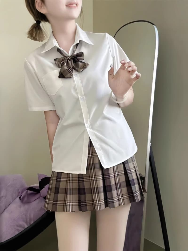 Hot style [Little Brown Tongge] Genuine jk uniform plaid skirt Tongge college skirt pleated skirt looks slim and wrinkled