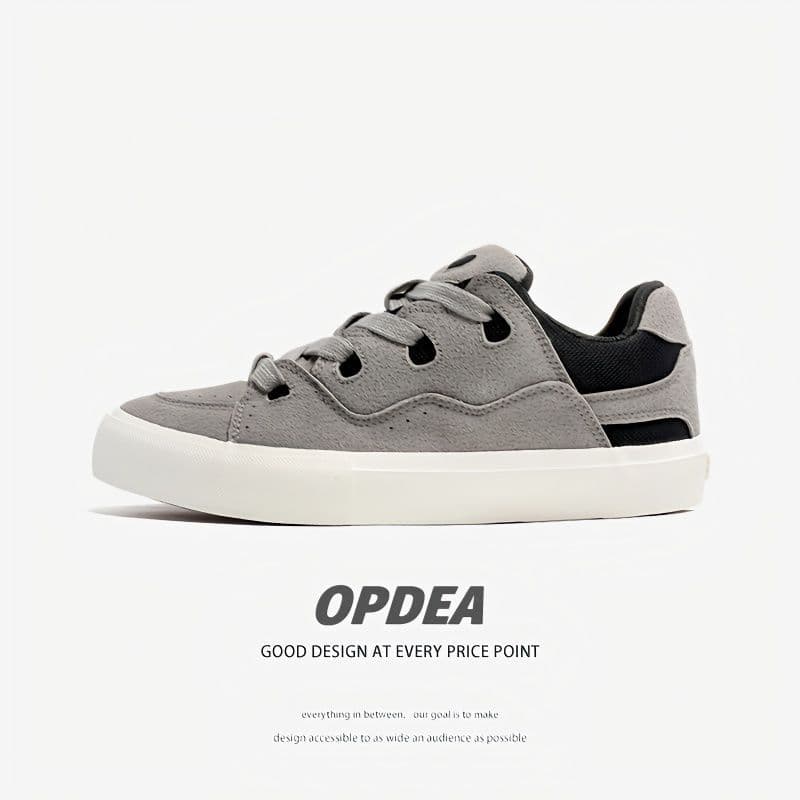 Men's gray and black color-blocked retro casual sports shoes, durable and wear-resistant loaf shoes, trendy and versatile unisex skateboard shoes