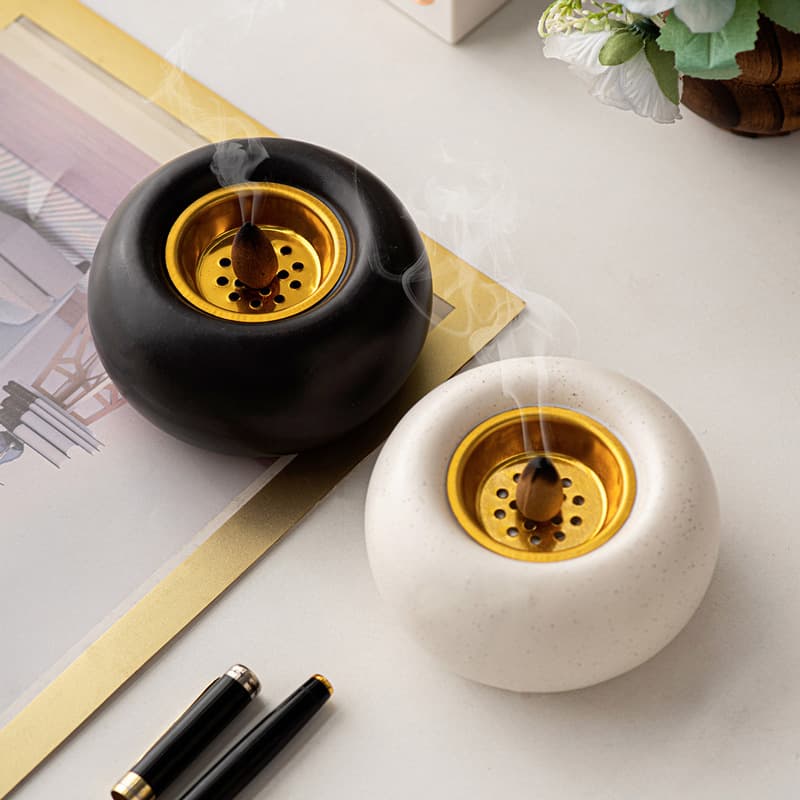 Simple Light Luxury Ceramic Incense Censer Household Interior Decoration Living Room Desktop Cross-border Handheld Incense Censer Ornaments Decorations