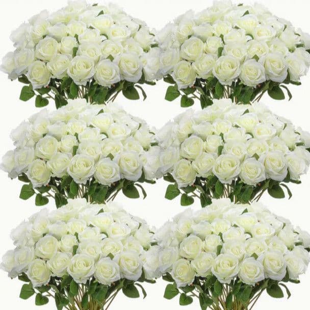 Simulated White Silk Rose Artificial Flowers for Valentine's Day Wedding Decoration Rose Wall Wholesale