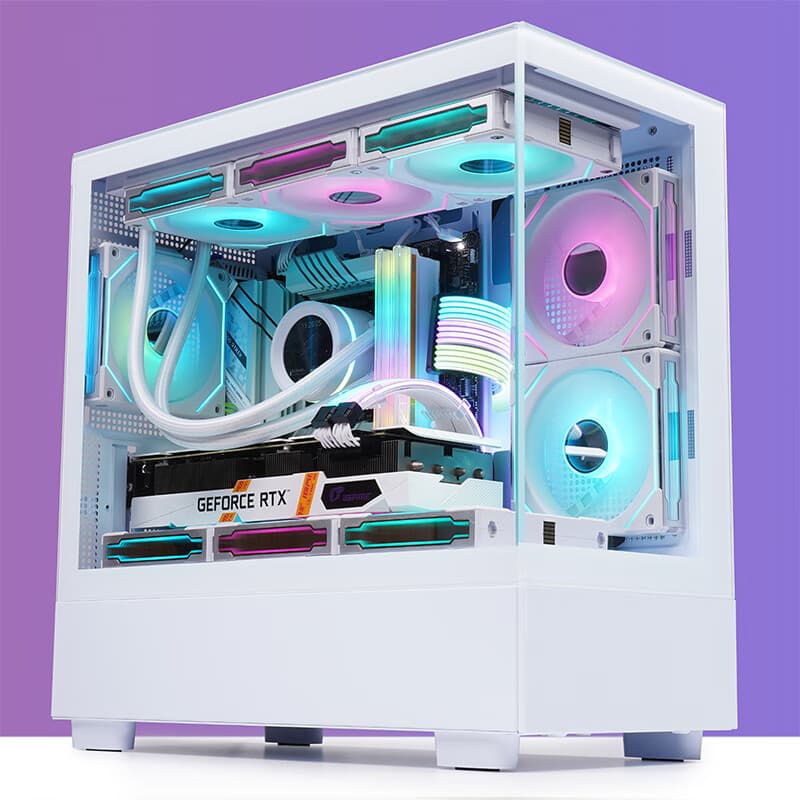 Wanjia Xuanwu PRO White No-Pillar Seaview Gaming Desktop Computer Case, M-ATX Motherboard/360mm Liquid Cooling