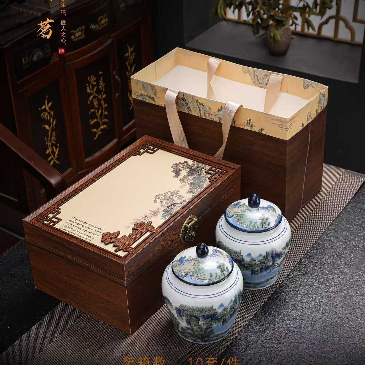 Half-Pound Ceramic Tea Caddy Gift Box Packaging Box Sealed Porcelain Jar Tea Canister Black Tea White Tea Gift Box Packaging Box Gift Box