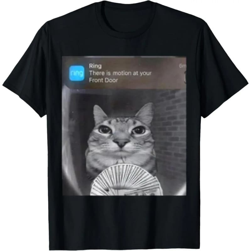 [Cross-border EU Size] 100% Cotton Ring Cat with Motion Meme T-Shirt