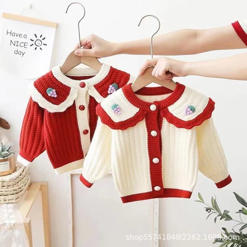 Girls' Knit Cardigan 2026 New Style Korean Fashion Spring/Autumn Knit Top for Toddlers and Young Children Baby Sweater
