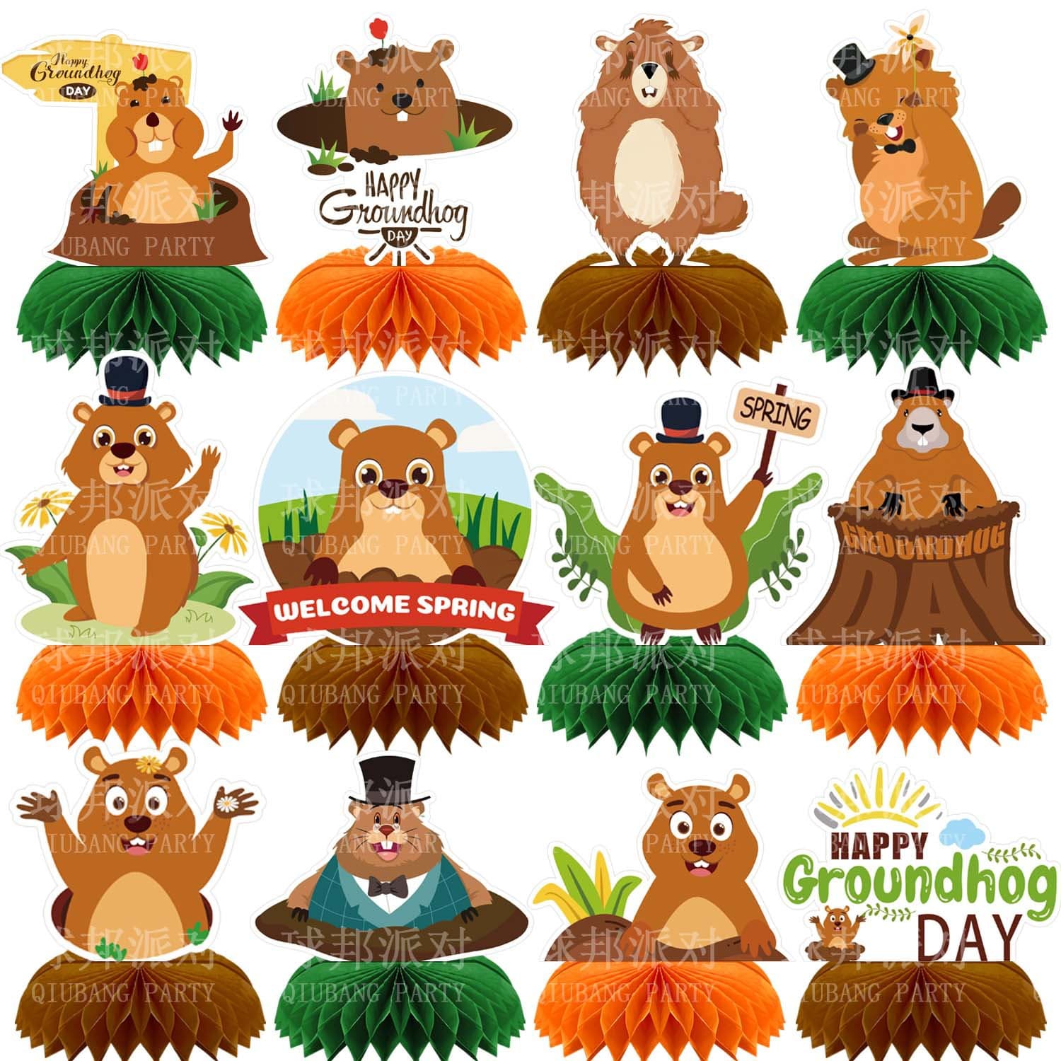 Groundhog Day Party Decorations Honeycomb Ornaments Groundhog Day Holiday Party Supplies