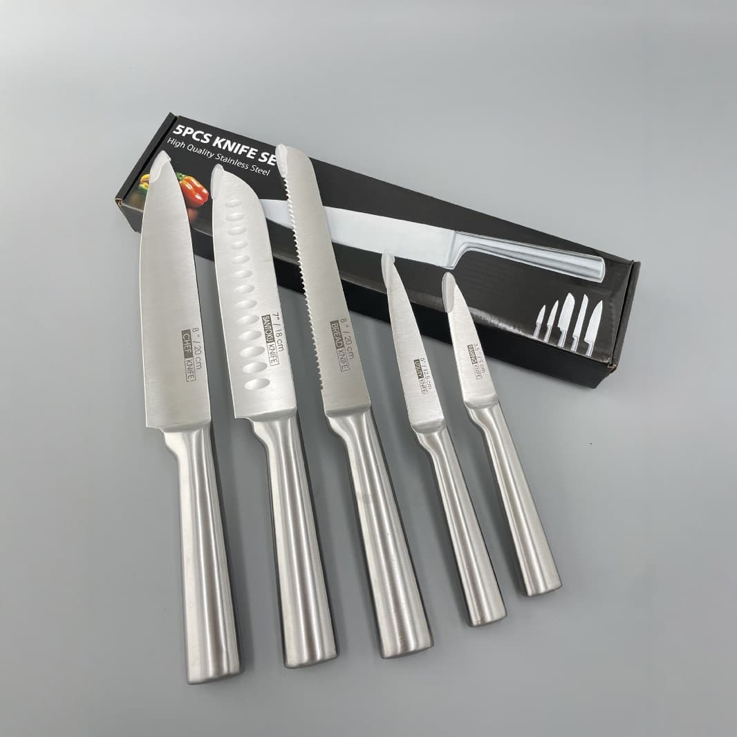 Stainless Steel Kitchen Knife Set 5-Piece for Export, Fruit Knife, Utility Knife, Meat Knife, Chef Knife