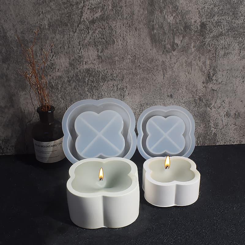 Plaster DIY Four-Leaf Clover Candle Cup Mold Flower Storage Box Large and Small Mirror Succulent Planter Silicone Mold