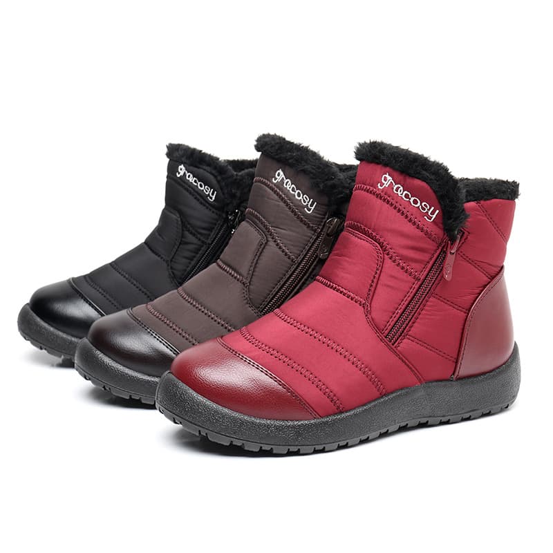 Fleece-Lined Thick Warm Mother Cotton Shoes Soft Sole Cotton Boots Waterproof Cloth Cotton Shoes Snow Boots 35-43 Drop Shipping