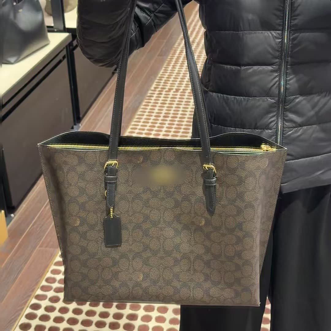 New mollie Large 34 Tote Bag for Women, Vintage Commuter Versatile Monogram Shoulder Bag with Inner Compartments Shopping Bag