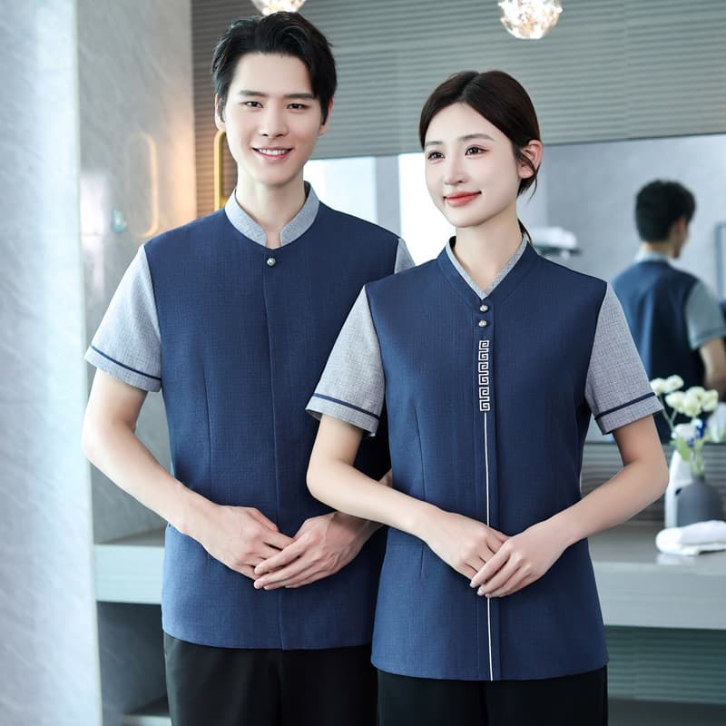 Small Great Wall Property Cleaning Uniform Short Sleeve Summer Half Sleeve for Men and Women Shopping Mall Floor Hospital School Supermarket Enterprise Hotel