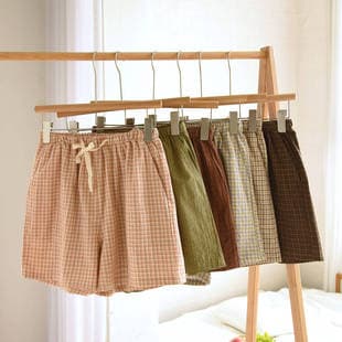 New Summer Shorts, Washed Cotton Thin Sleep Shorts, Beach Shorts, Men's Casual Plaid Lounge Pants, Wearable Outside