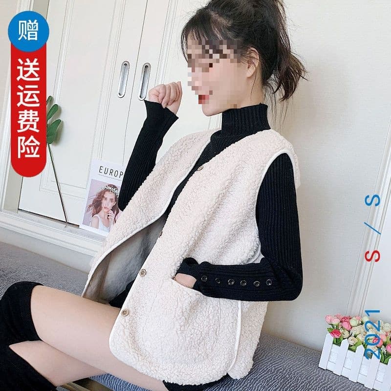Spring new outerwear versatile vest women spring Japanese style vest trendy lamb wool loose waistcoat