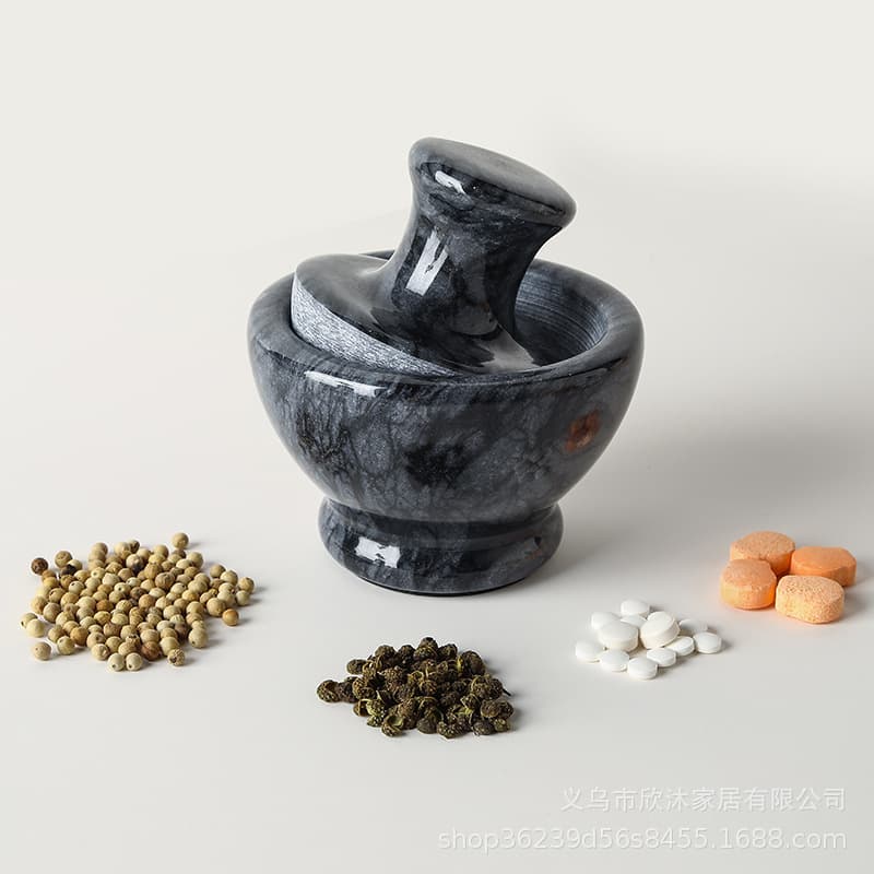 Cross-border Marble Grinder Creative Mushroom Head Garlic Mortar Pepper Spice Crushing Jar Pill Grinding Bowl