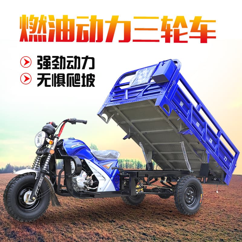 New Zongshen Power Fuel Three-Wheel Motorcycle Gasoline Tricycle for Household and Agricultural Use, Dump Truck with High Load Capacity