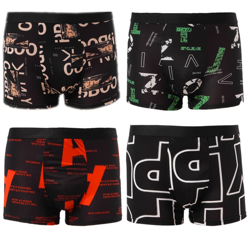 Cross-Border Live Streaming Printed Milk Silk Men's Underwear, Large Size Boxer Briefs, Trendy Personality Loose Men's Summer