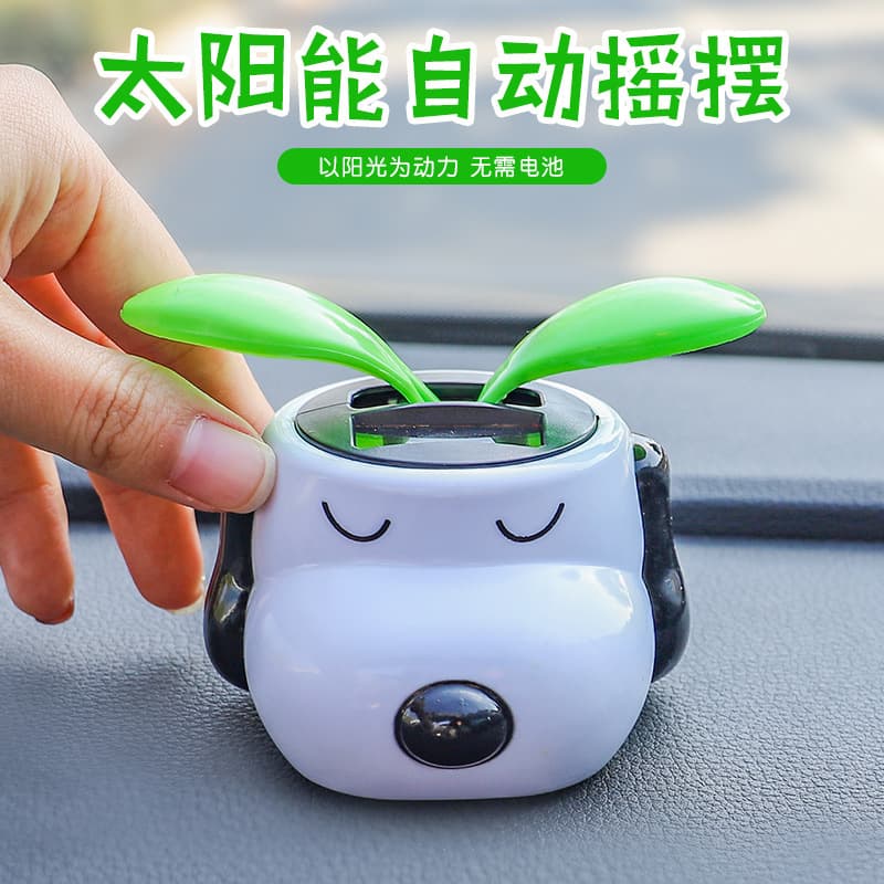 Car Decoration Solar Swinging Apple Flower Snoopy Dog Car Ornament Vehicle Dashboard Decor Sunflower Figurine