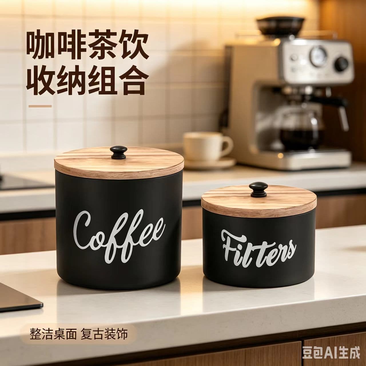 Coffee Filter Wooden Storage Box American Country Vintage Coffee Storage Container Home Storage Box Wooden Box