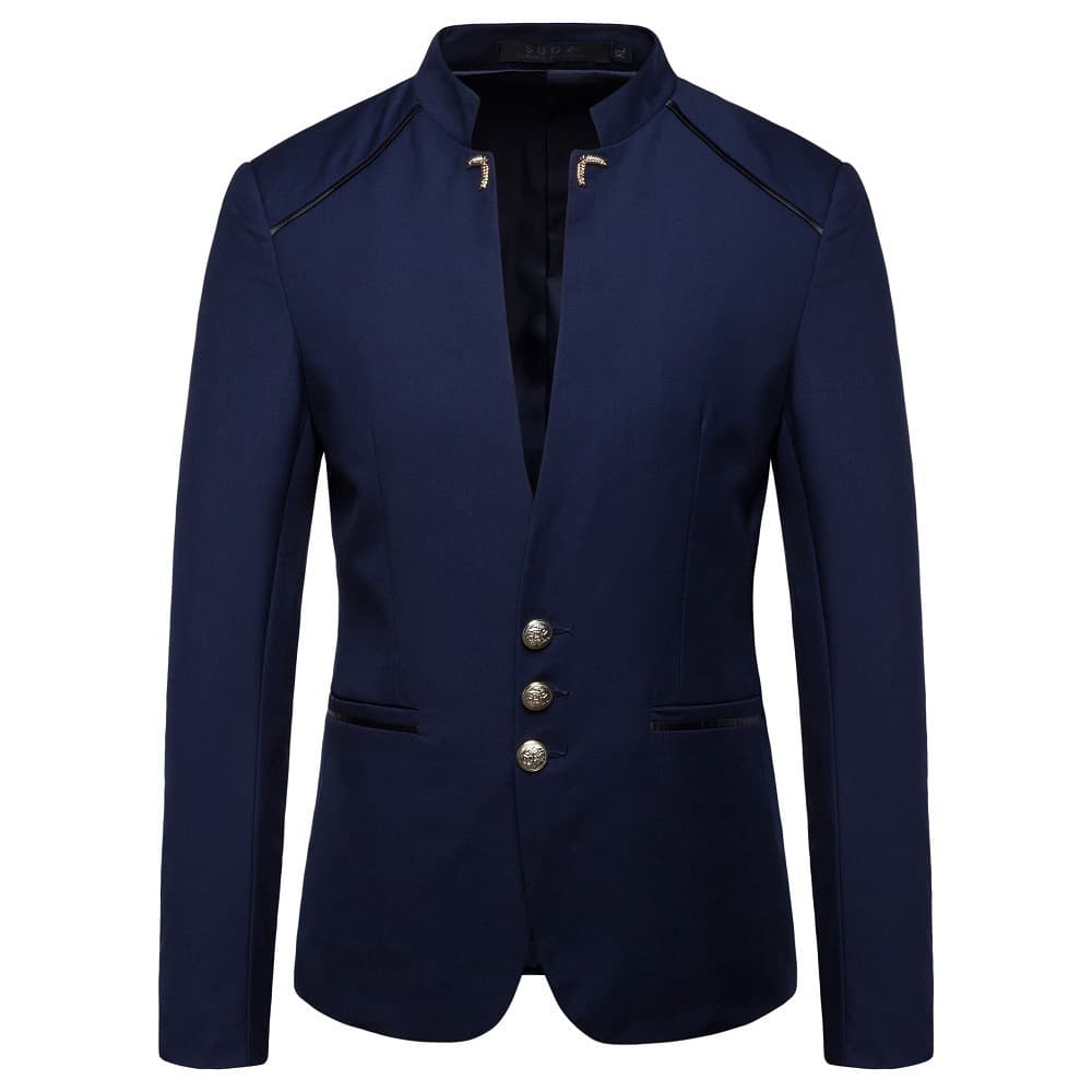 2025 Autumn Foreign Trade New Men's Solid Color Suit Young Men's Casual Loose Button Decorated Suit Jacket