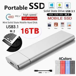 Cross-Border Bestseller Portable Hard Drive 2TB 16TB SSD USB 3.1 Data Storage Portable Drive Factory
