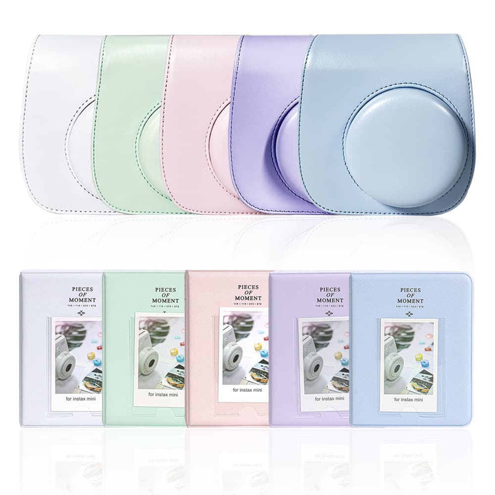 Instax Mini 12/11/9/8 Solid Color Camera Protective Case + 64-Page Solid Color Album Mini Dessert Time