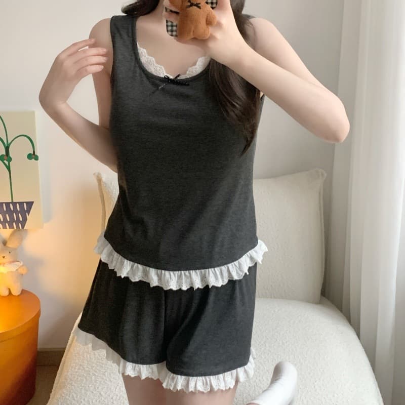 Women's Pajamas with Built-in Pads, Modal Summer Vest and Shorts, Thin Style Fresh Princess Sweet Homewear Set