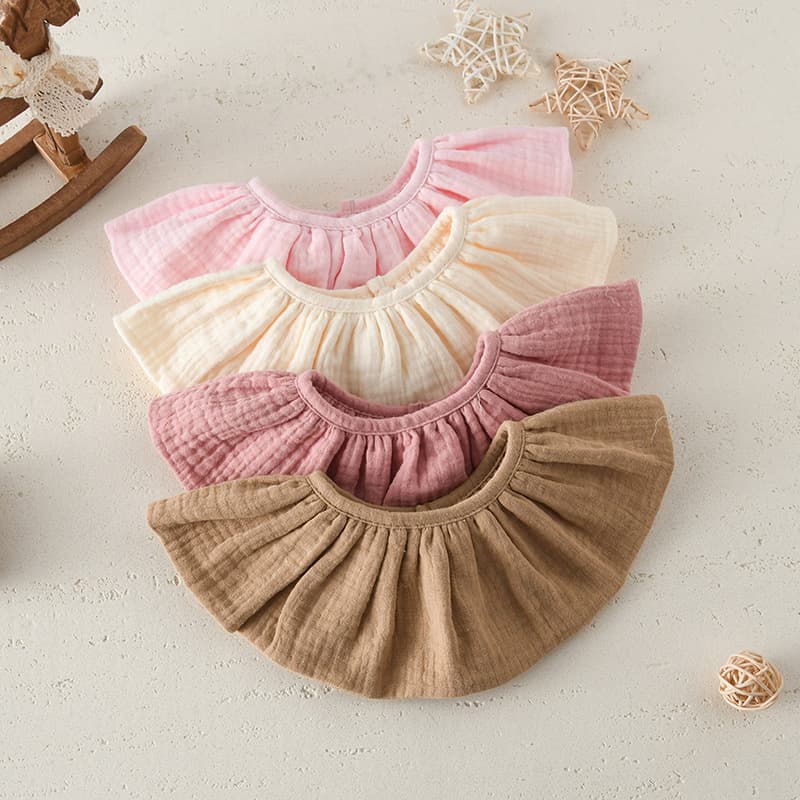 ins Korean version of baby bib pure cotton gauze saliva napkin baby anti-vomiting anti-fouling bib lotus leaf saliva pocket a type