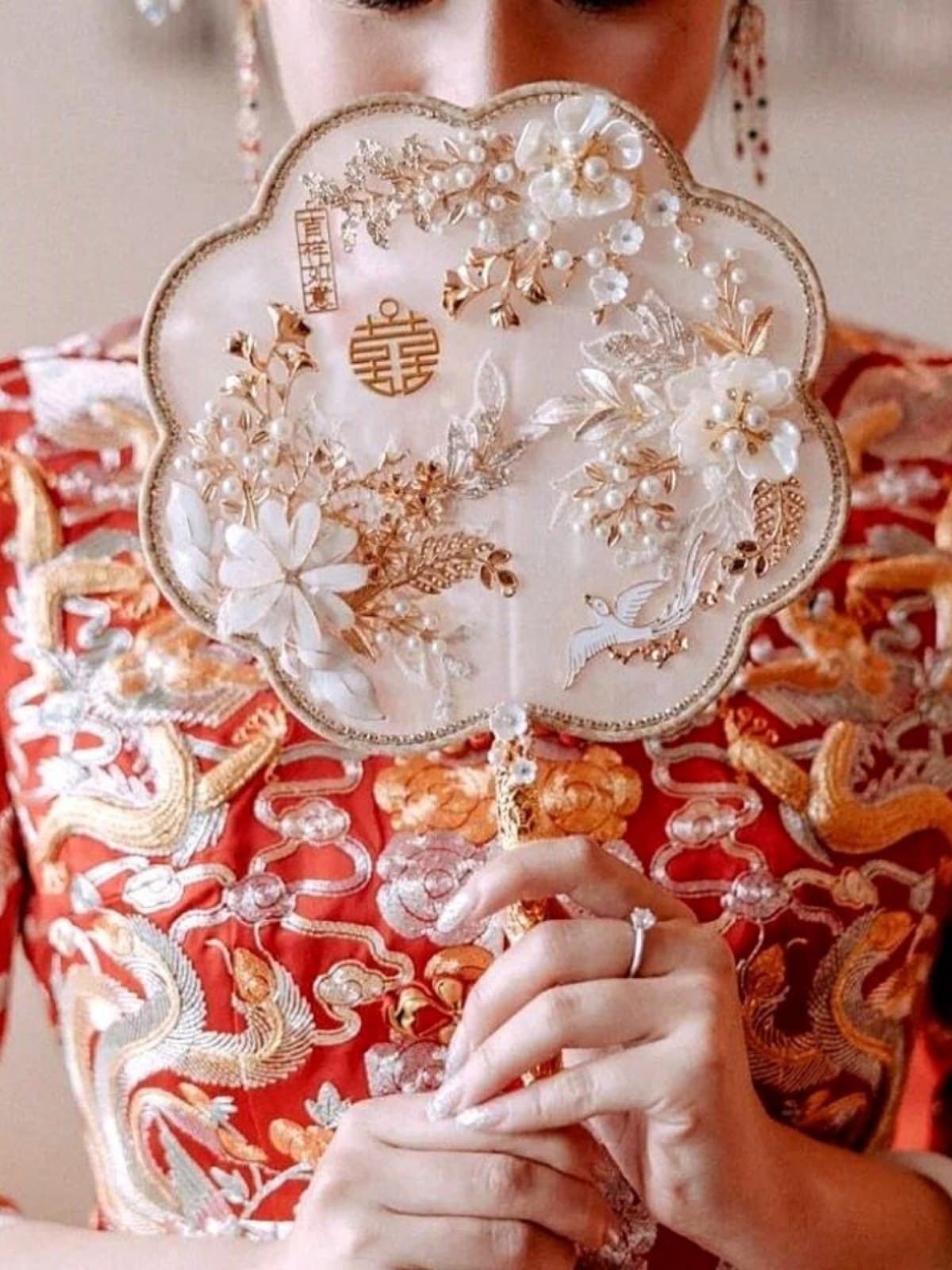 Bridal Wedding Fan in Light Blue and Ice Blue with Rhinestones, Chinese Traditional Style Bouquet Show and Costume Wedding Fan
