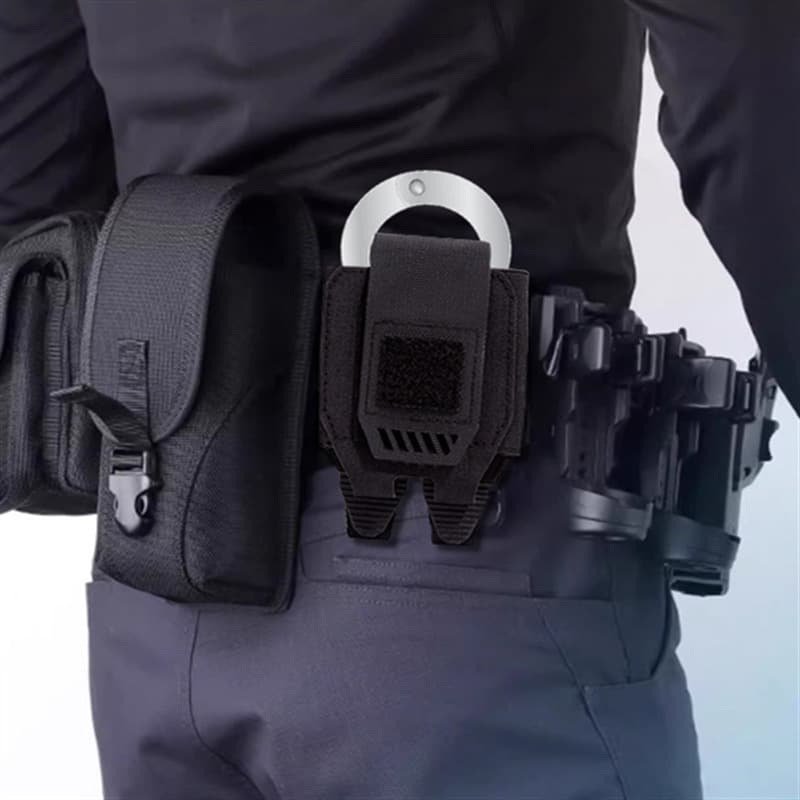 Tactical MOLLE Handcuff Pouch Duty Belt Holster Handcuff Safety Lock Case Quick Release