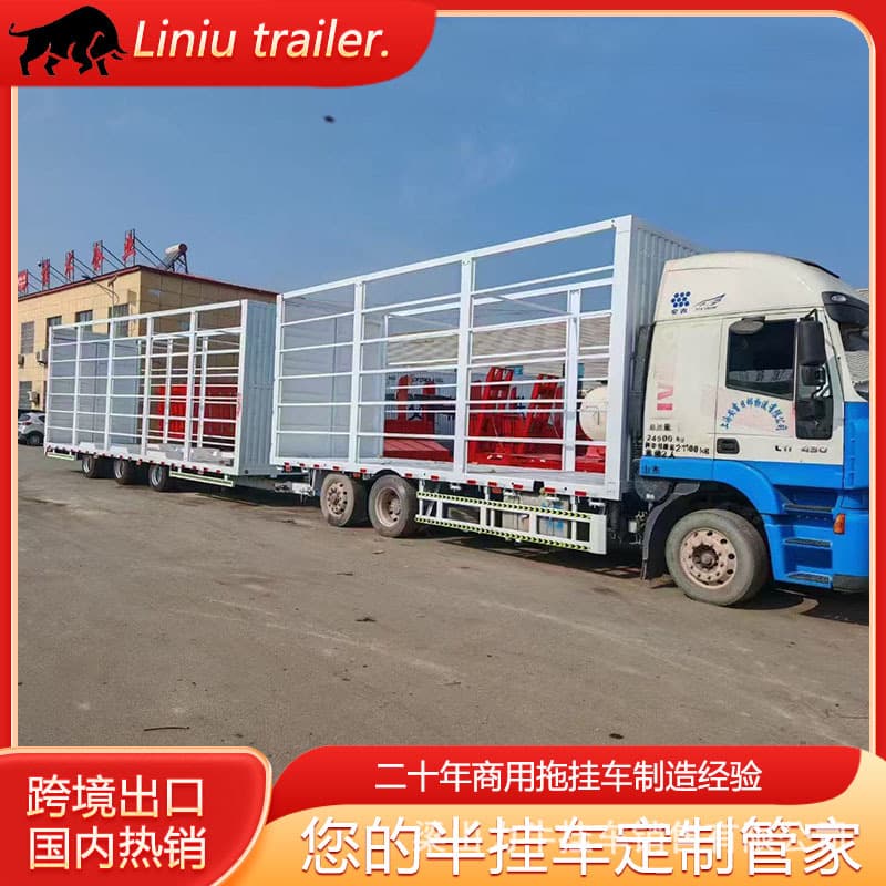 Export 3-axle air suspension high-barrier trailer transport forage cross-border Kazakhstan center-axle semi-trailer