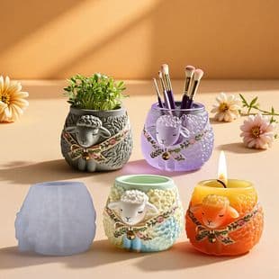 Yindian Little Sheep Aromatherapy Cement Plaster Cup Mold DIY Resin Storage Cup Flower Pot Ornament Silicone Mold